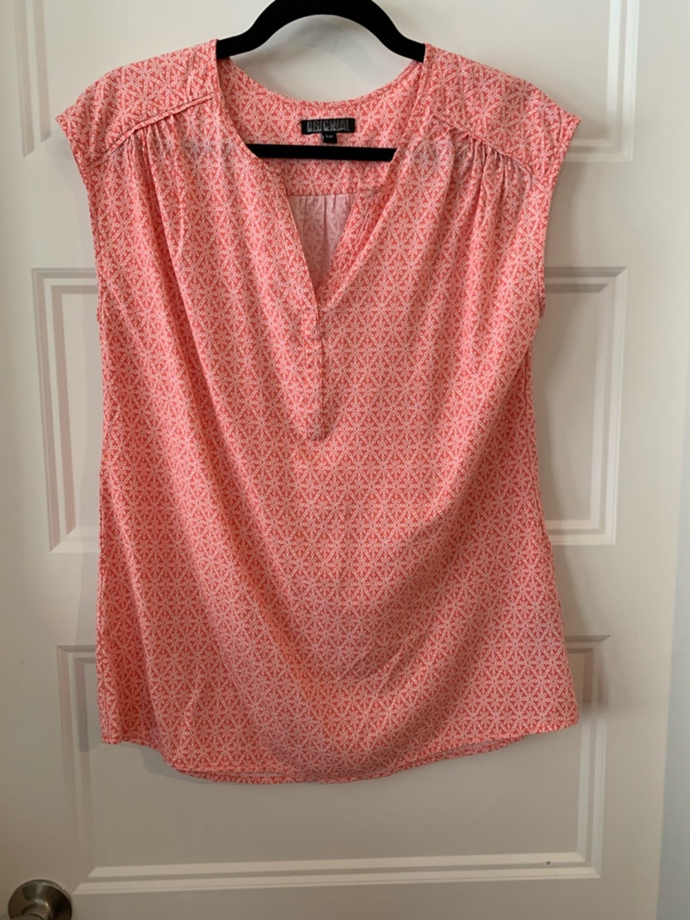 Original Nicole Miller corail Patterned Cap-Sleeve Blouse